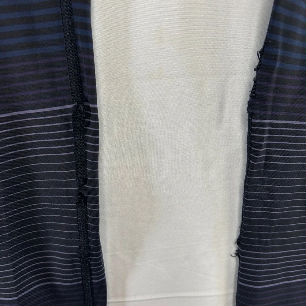 Lululemon Speed Up Tight Womens 8 Black Grey Blue Striped Running Leggings